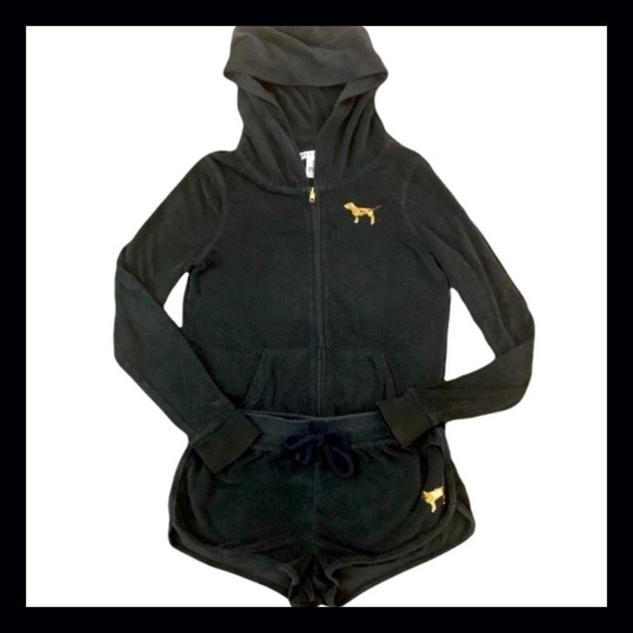 Vintage PINK Black Terry Gold Bling Sequin Matching Set Size Small - Picture 2 of 5